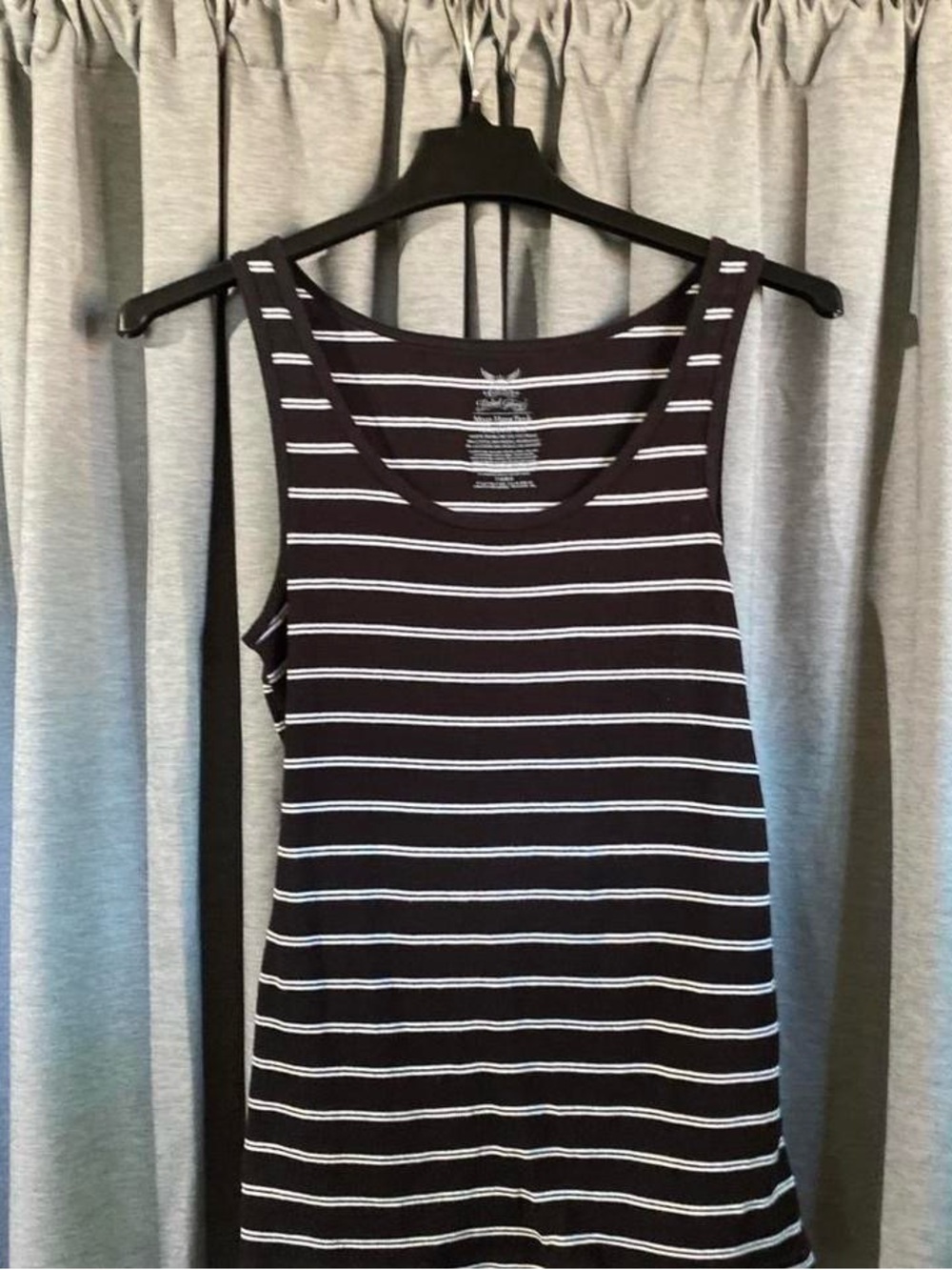 Faded Glory Black and White Striped Scoop Neck Tank Top
